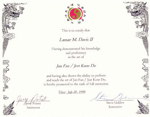 Jeet Kune Do Certification: Jerry Poteet